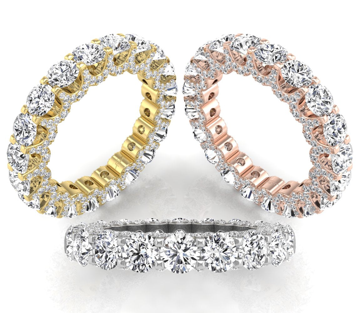 18K Full Eternity Round Diamond Ring — 3 COLOR