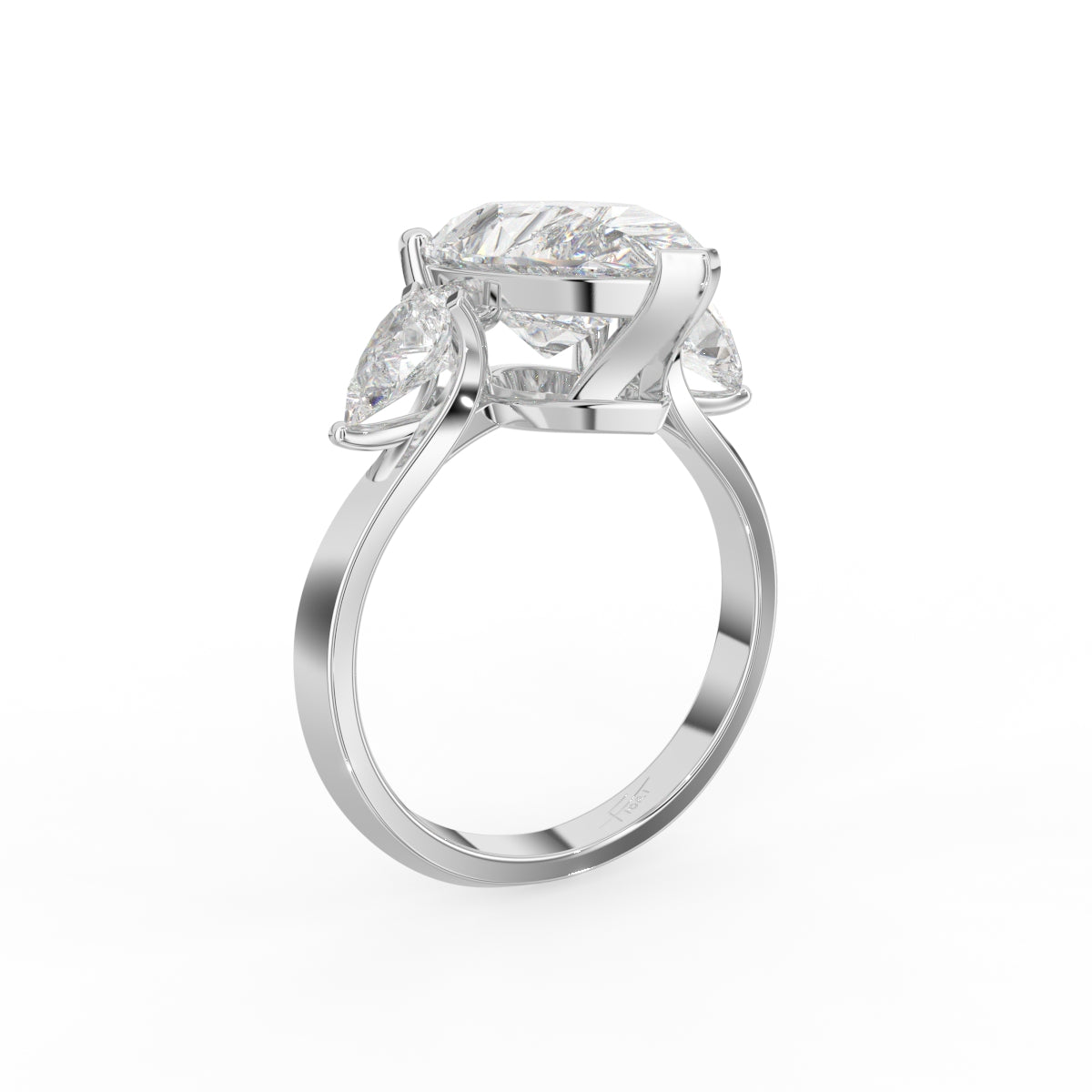 18K White Gold Pear Diamond Engagement Ring — 3D VIEW