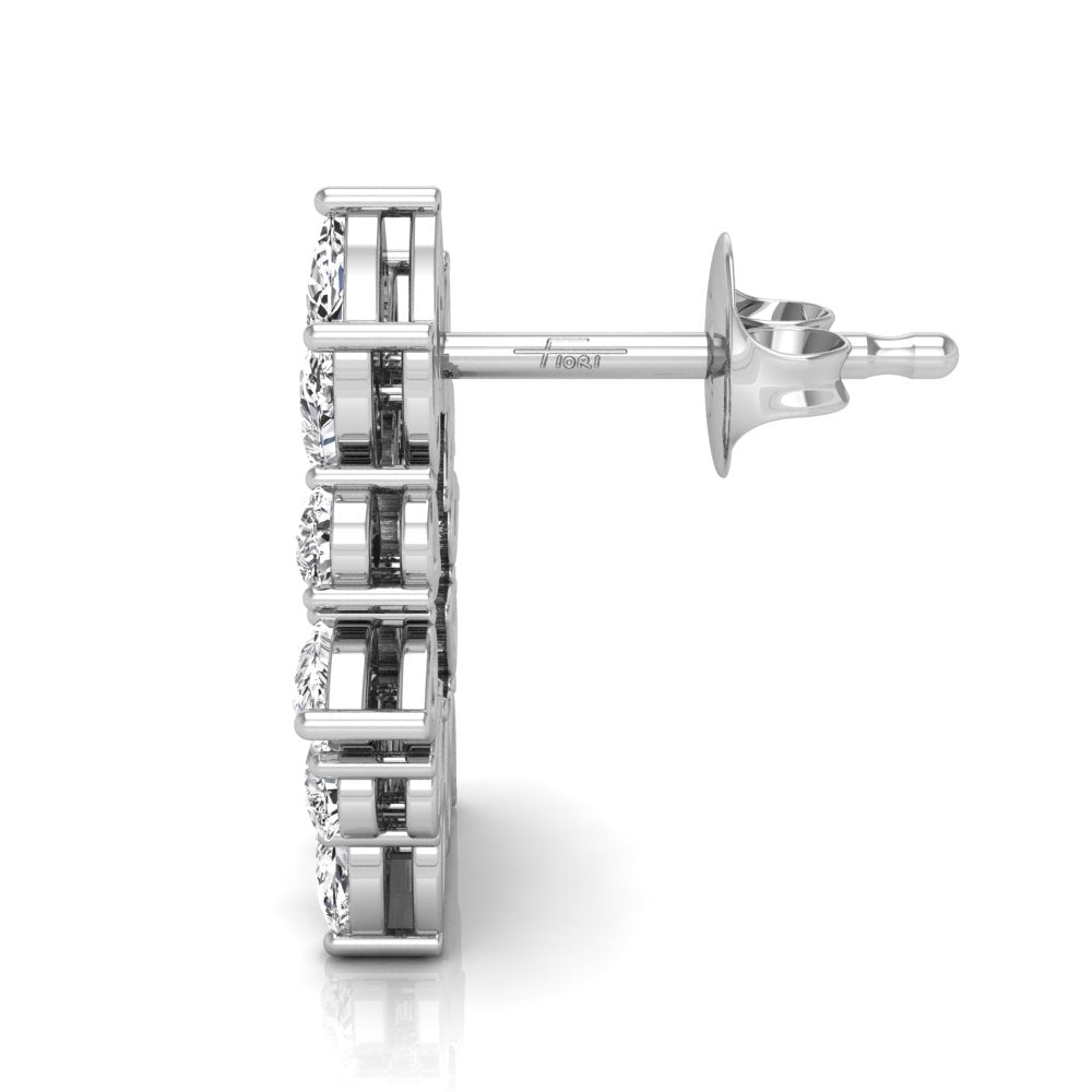 14K White Gold Pear Diamond Earrings — SIDE VIEW