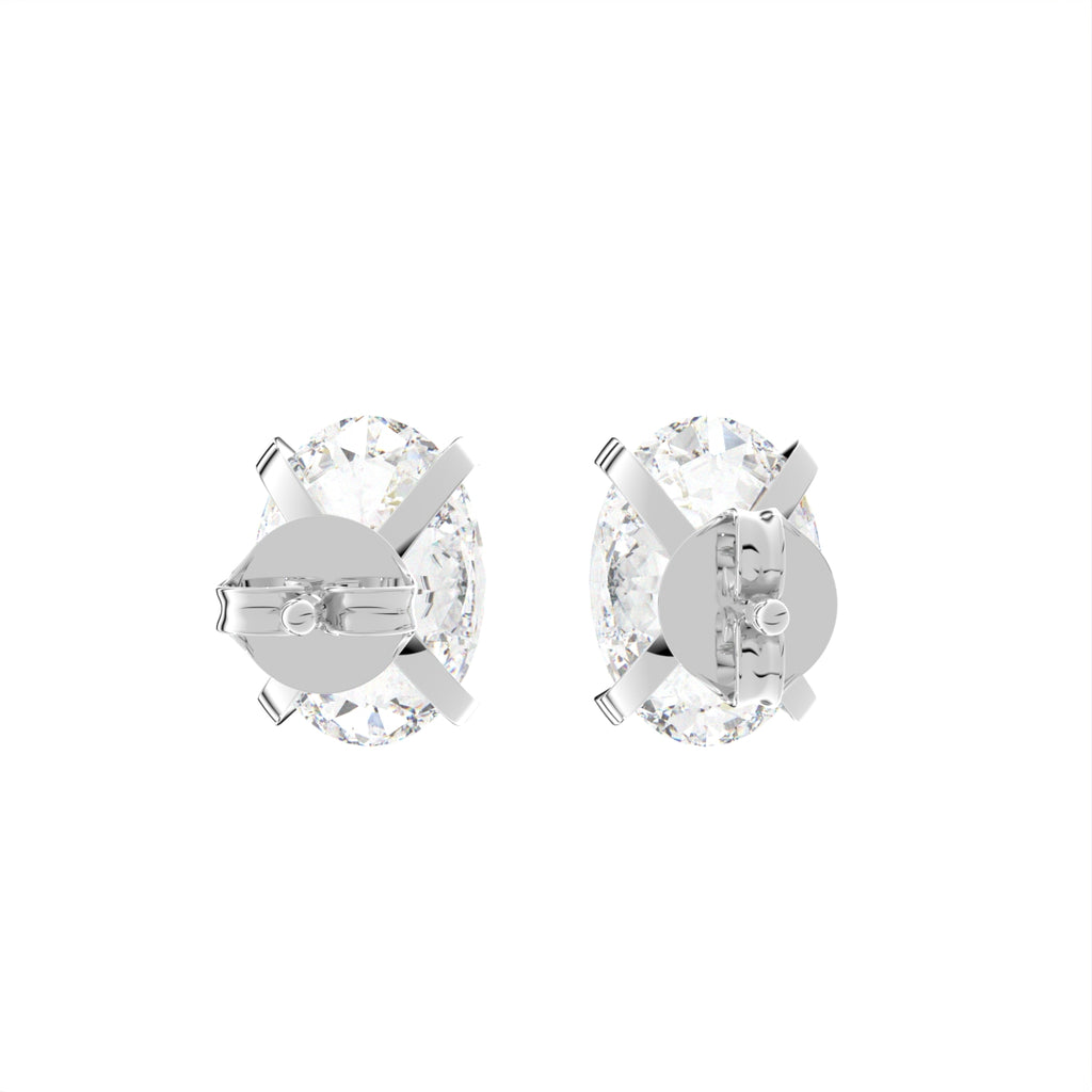 18K Solitaire Oval Diamond Earrings — BACK