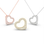 18K Heart Round Diamond Pendant — 3 COLOR