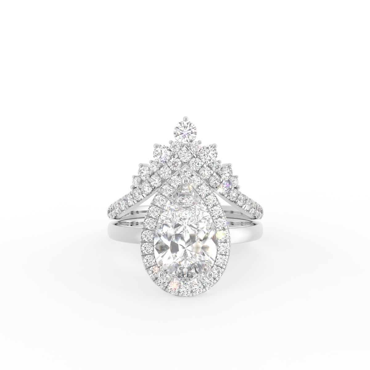 18K Halo Pear Diamond Engagement Ring — TOP