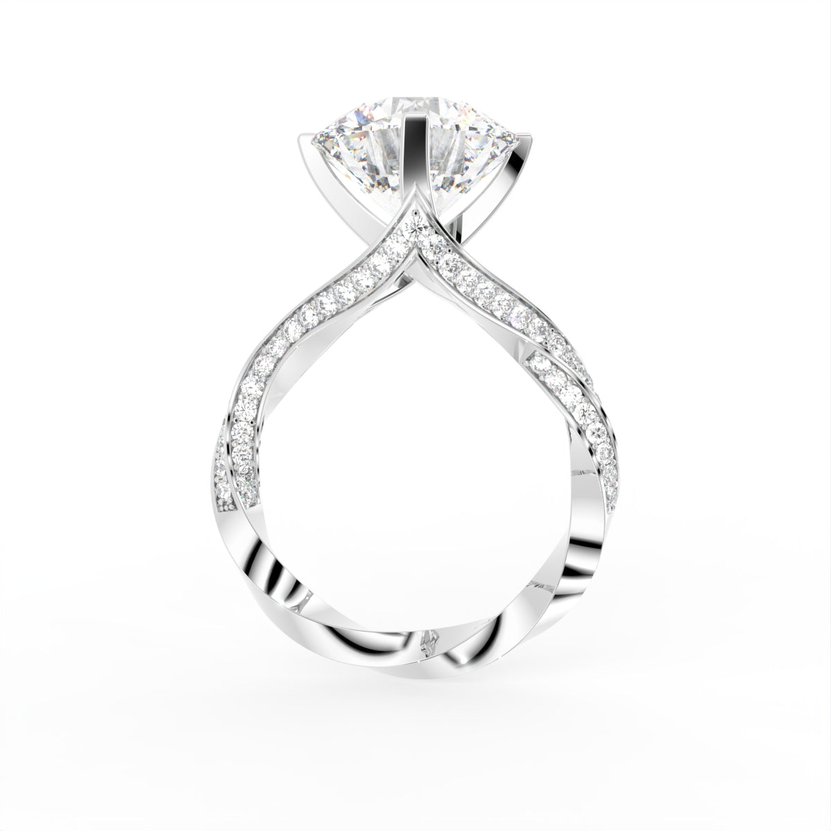 18K Solitaire Round Diamond Engagement Ring — FRONT