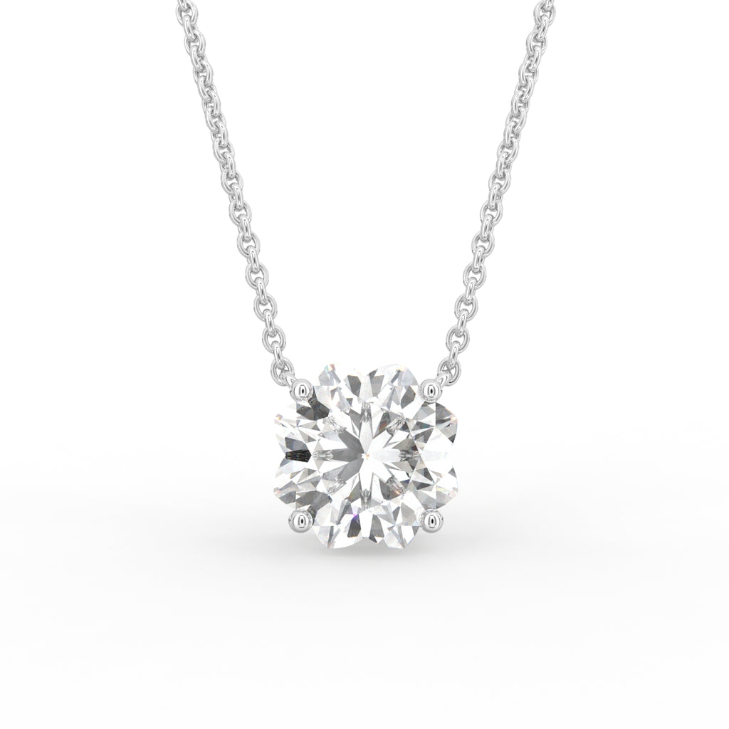 vimg:FJ6005|vimg:FJ6021|18K Yellow Gold Flower Solitaire Diamond Pendant — FRONT