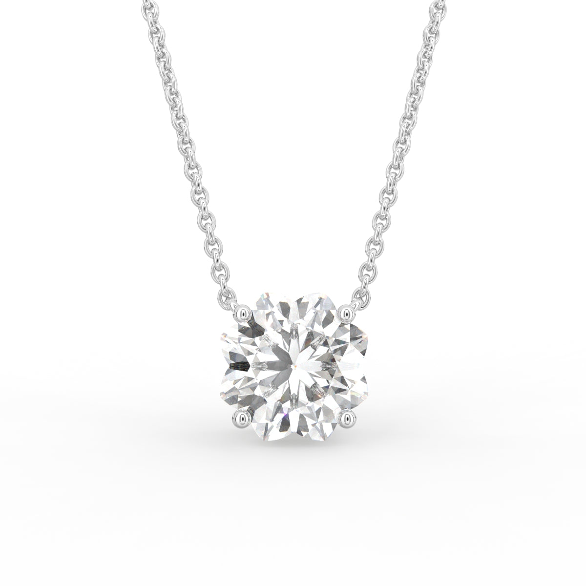 vimg:FJ6005|vimg:FJ6021|18K Yellow Gold Flower Solitaire Diamond Pendant — FRONT