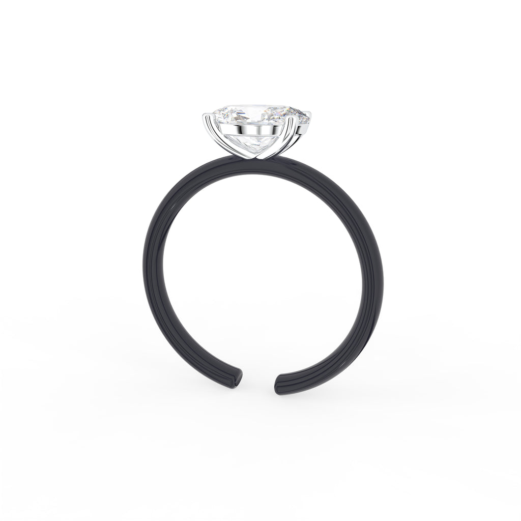 18K Oval Solitaire Diamond Engagement Ring — 3D VIEW