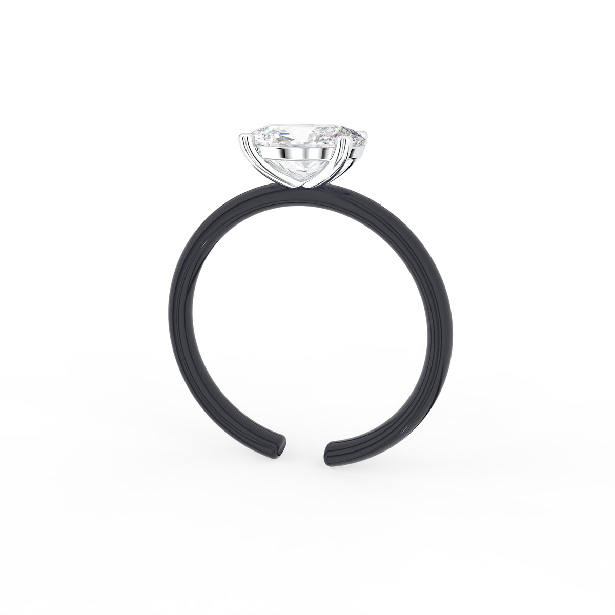 18K Oval Solitaire Diamond Engagement Ring — 3D VIEW