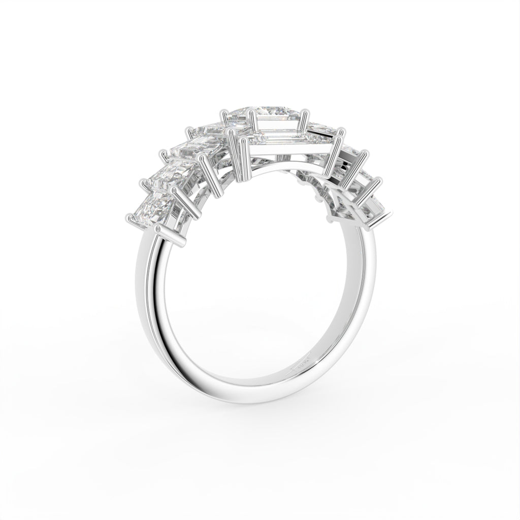14K White Gold Eternity Princess Diamond Ring — 3D VIEW