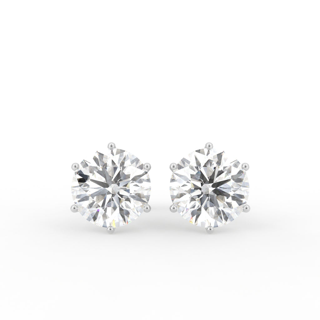 18K Round Solitaire Diamond Earrings — TOP