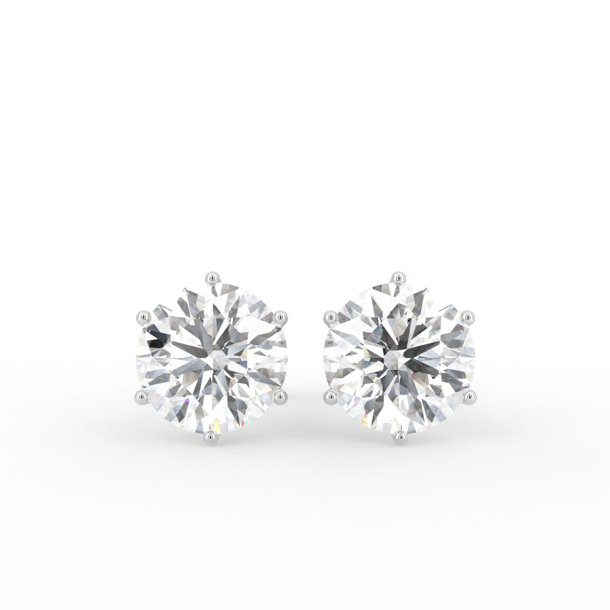 18K Round Solitaire Diamond Earrings — TOP
