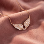 18K Angel Wings Pave Diamond Pendant — AI cloth, in-house
