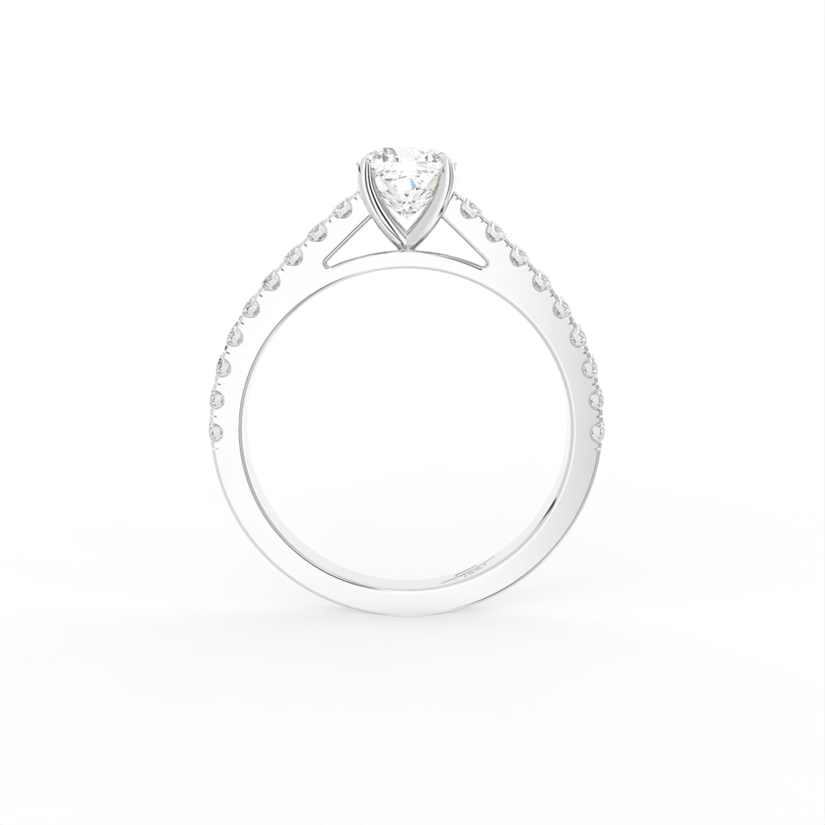 18K Cushion Diamond Engagement Ring — FRONT