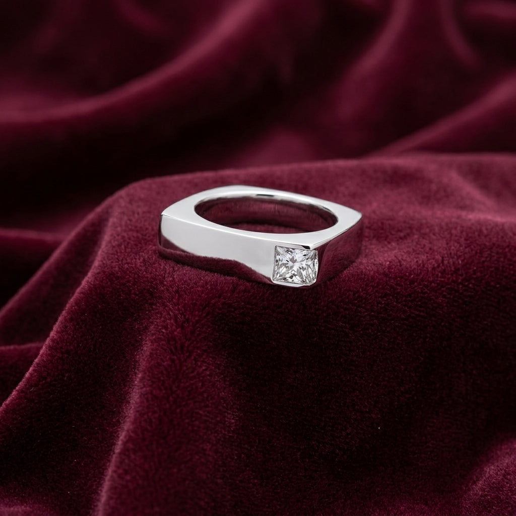 14K White Gold Princess Diamond Ring