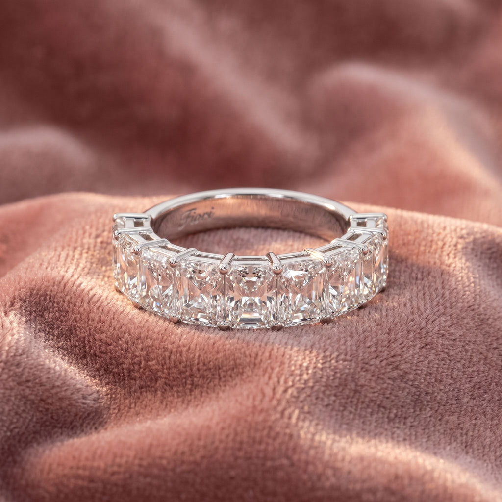 18K Eternity Emerald Diamond Ring — AI cloth, in-house