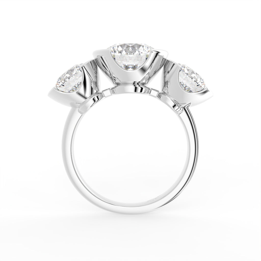 18K Yellow Gold Trilogy Round Diamond Ring — FRONT