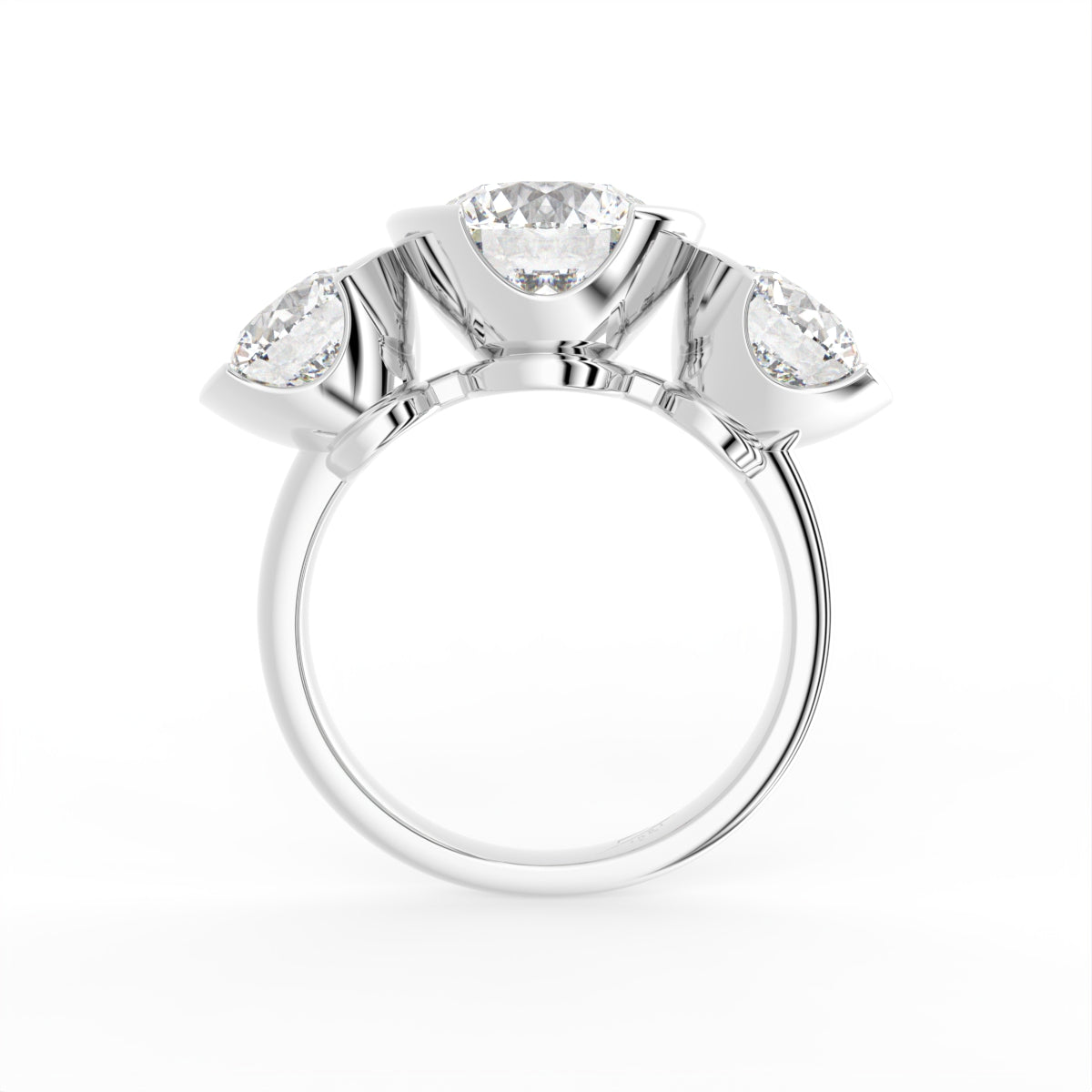 18K Yellow Gold Trilogy Round Diamond Ring — FRONT