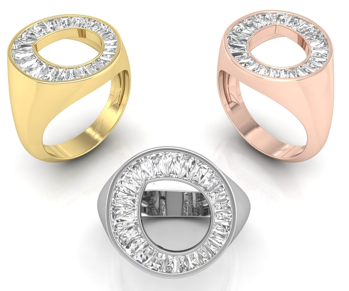 18K White Gold Baguette Diamond Ring — 3 COLOR