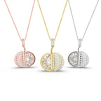 18K Solitaire Pave Diamond Pendant — 3 COLOR