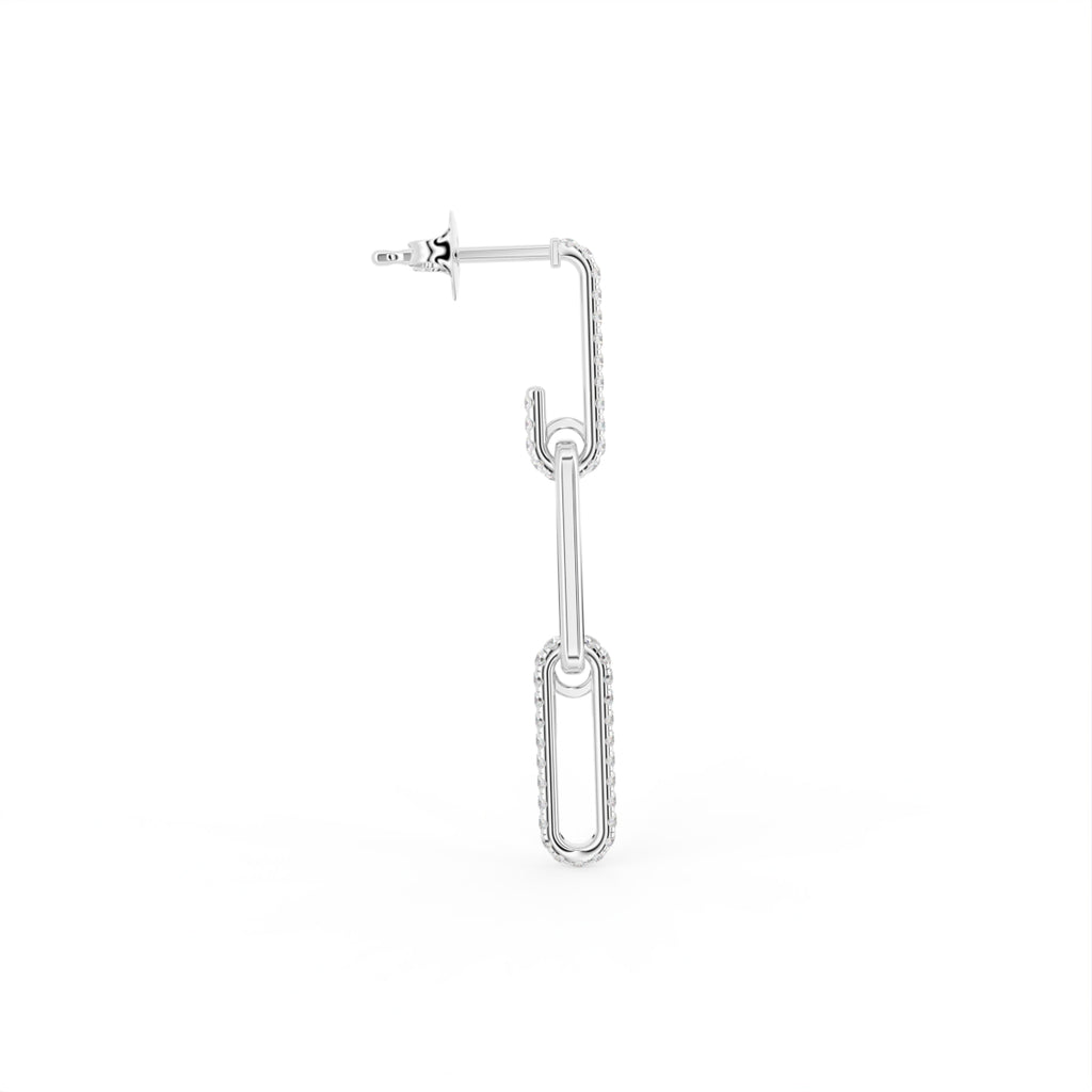 14K Round Drop Bespoke Diamond Earrings — SIDE VIEW