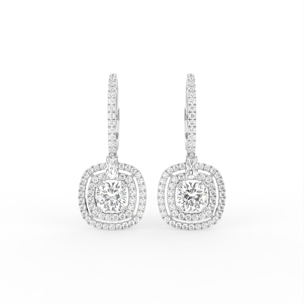 18K Drop Princess Diamond Earrings — TOP