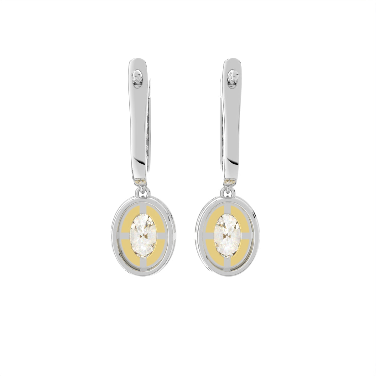 18K Halo Oval Diamond Drop Earrings — BACK