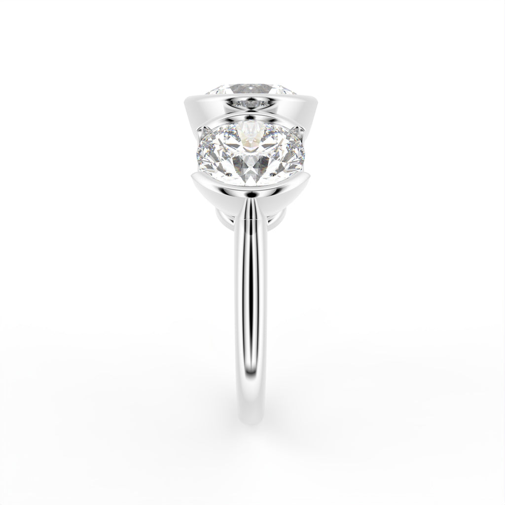 18K Yellow Gold Trilogy Round Diamond Ring — SIDE