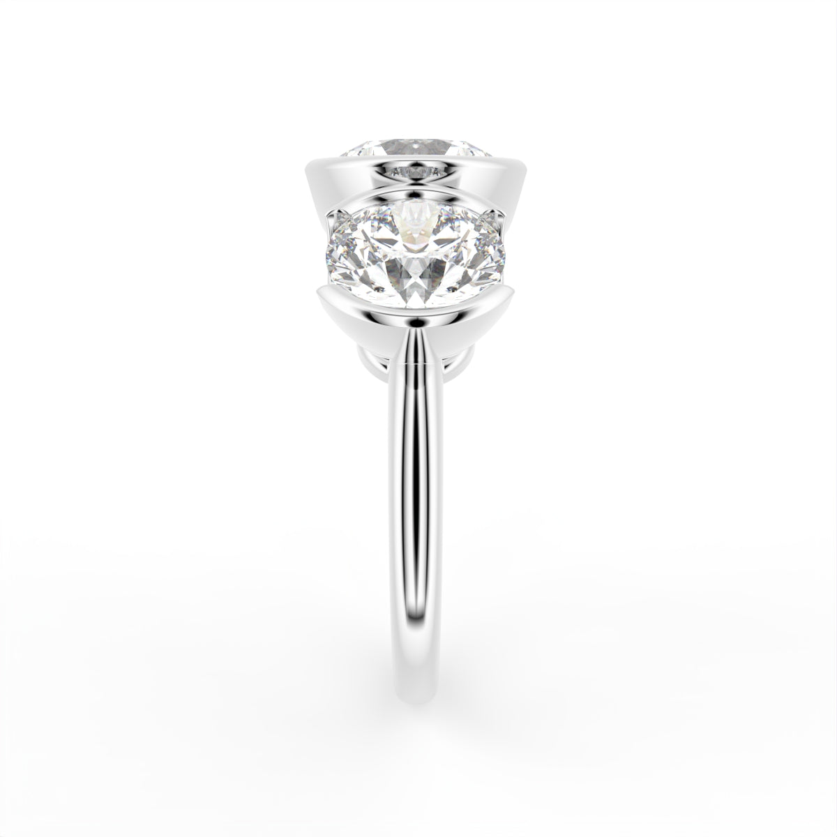 18K Yellow Gold Trilogy Round Diamond Ring — SIDE