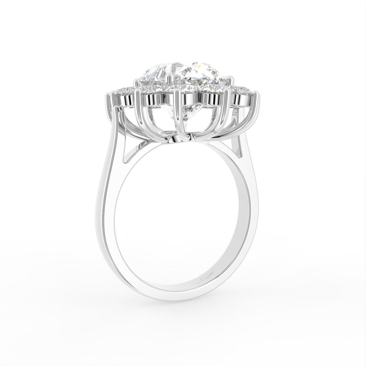 18K Halo Oval Diamond Ring — 3D VIEW