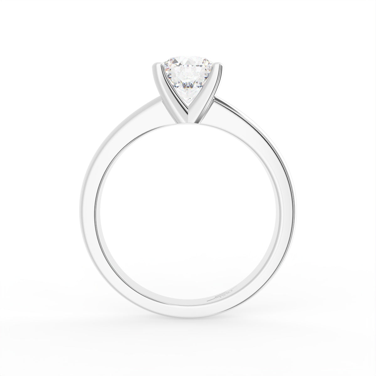 18K Solitaire Round Diamond Engagement Ring — FRONT