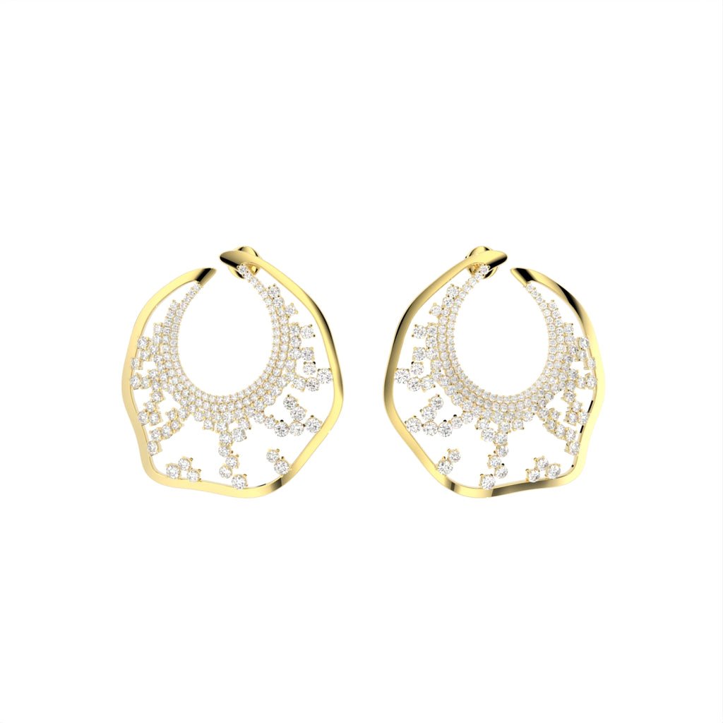 14K White Gold Round Diamond Earrings — TOP