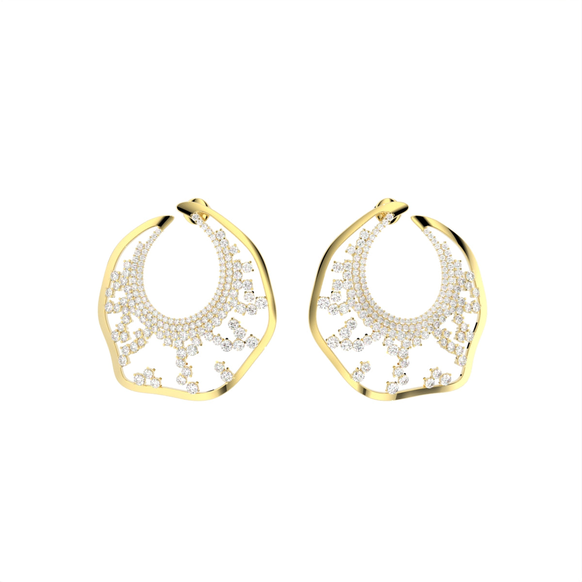 14K White Gold Round Diamond Earrings — TOP