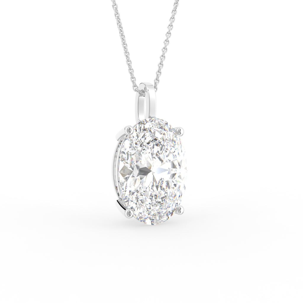 18K Solitaire Oval Diamond Pendant — 3D VIEW