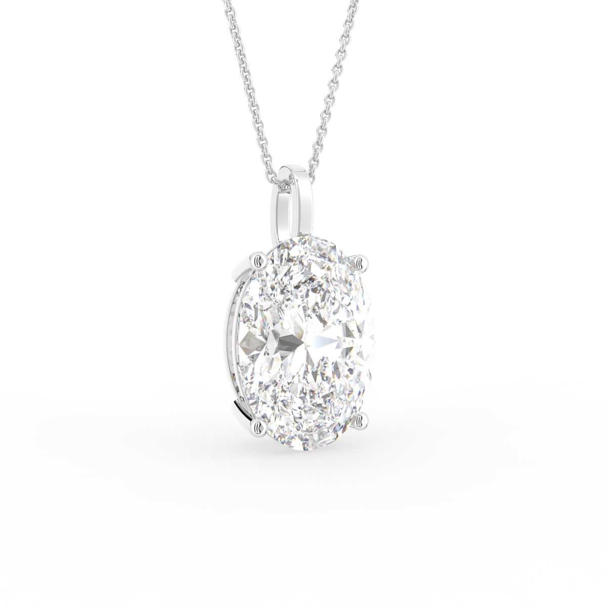 18K Solitaire Oval Diamond Pendant — 3D VIEW