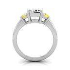 18K White Gold Trilogy Emerald Diamond Ring — FRONT