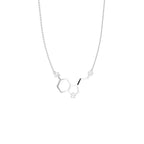14K White Gold Dopamine Molecule Round Diamond Pendant — 3D VIEW