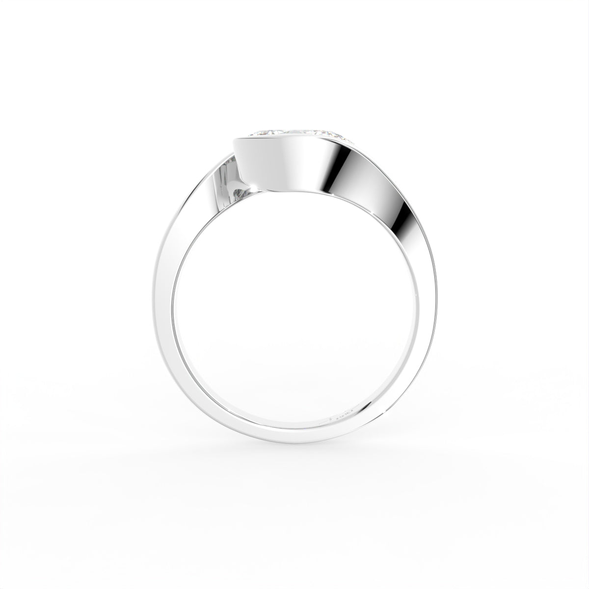 18K Oval Bezel Solitaire Diamond Ring — FRONT