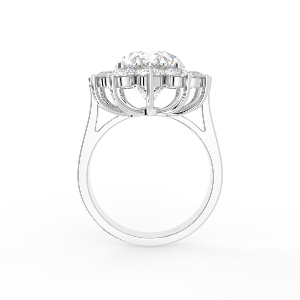 18K Halo Oval Diamond Ring — FRONT