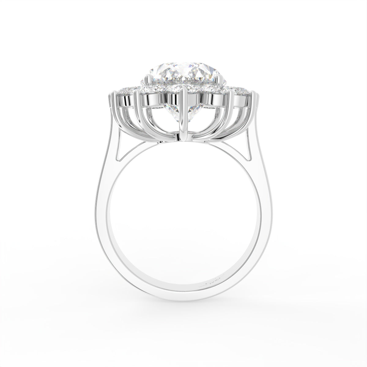 18K Halo Oval Diamond Ring — FRONT