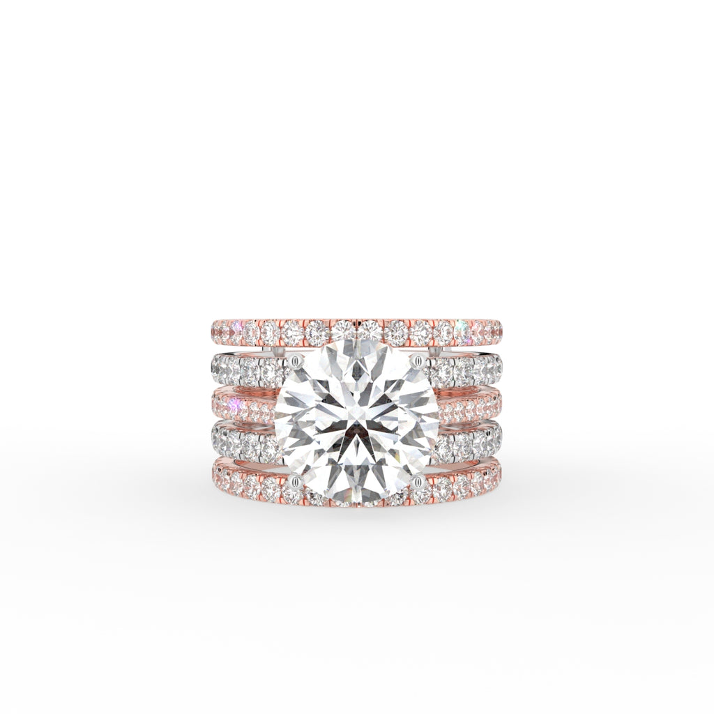 18K Two Tone Solitaire Round Diamond Ring — TOP