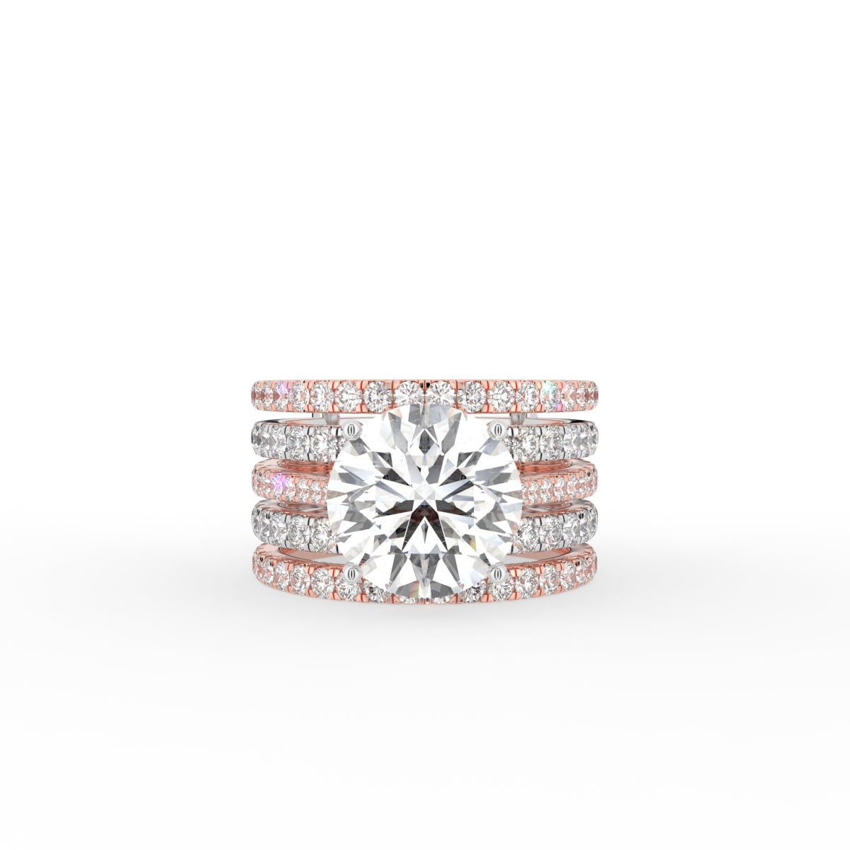 18K Two Tone Solitaire Round Diamond Ring — TOP