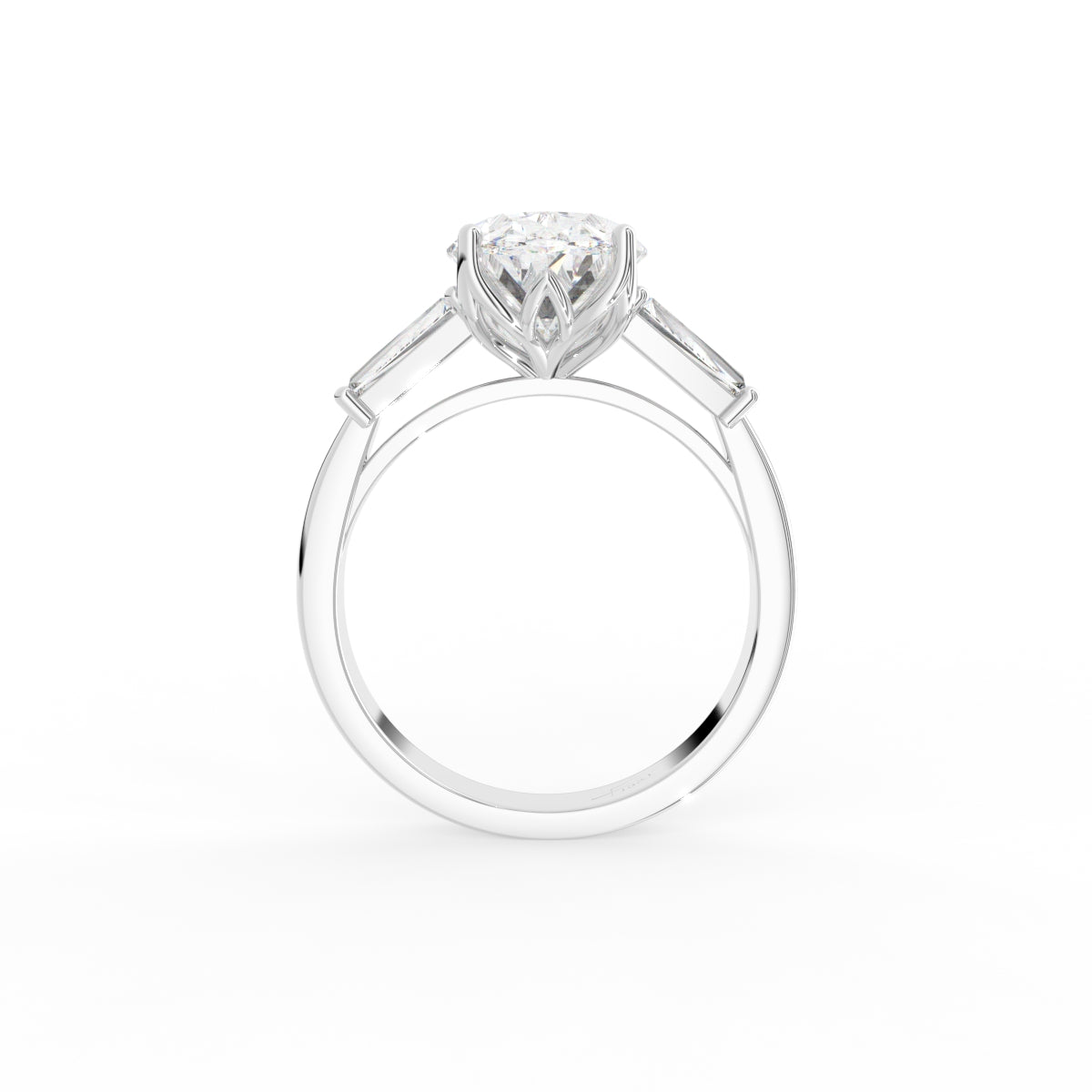 18K Trilogy Oval Diamond Ring — FRONT