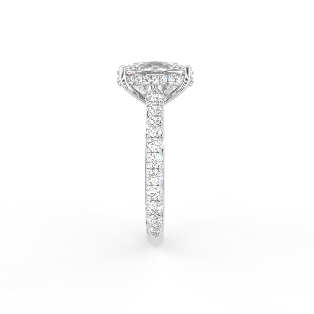 18K Solitaire Cushion Diamond Engagement Ring — SIDE