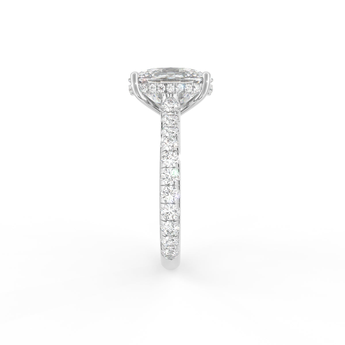 18K Solitaire Cushion Diamond Engagement Ring — SIDE