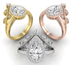 18K Halo Pear Diamond Engagement Ring — 3 COLOR