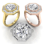 18K Bespoke Round Diamond Halo Ring — 3 COLOR