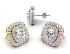 18K Halo Lab Grown Diamond Earrings — 3 COLOR