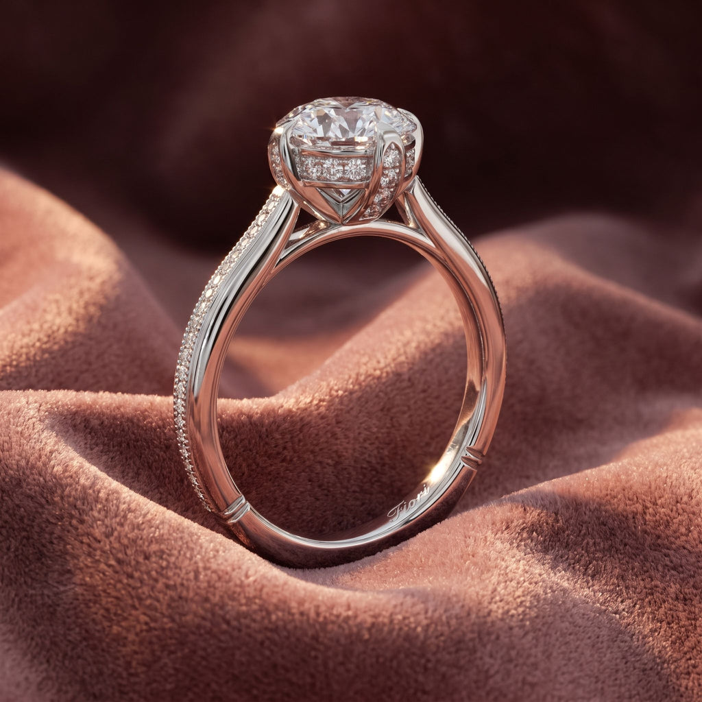 18K Solitaire Round Diamond Engagement Ring — AI cloth, in-house