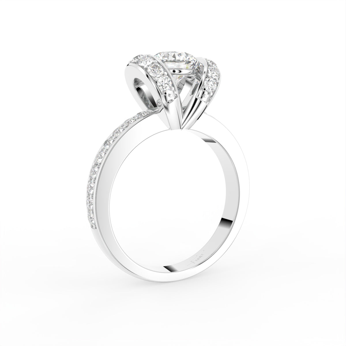 18K Bespoke Round Diamond Solitaire Ring — 3D VIEW