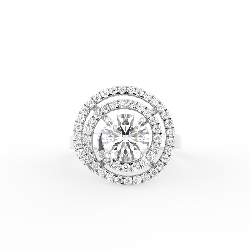 18K Halo Round Diamond Engagement Ring — TOP