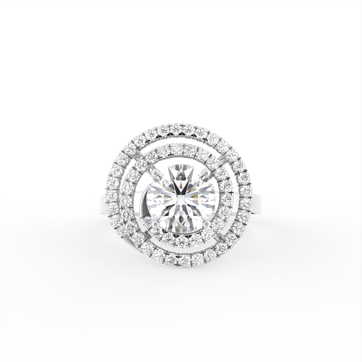 18K Halo Round Diamond Engagement Ring — TOP